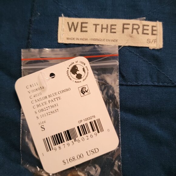 Free People We The Free Tidal Stitch Shirt Womens S Fisherman Sardine Nautical - Picture 4 of 7